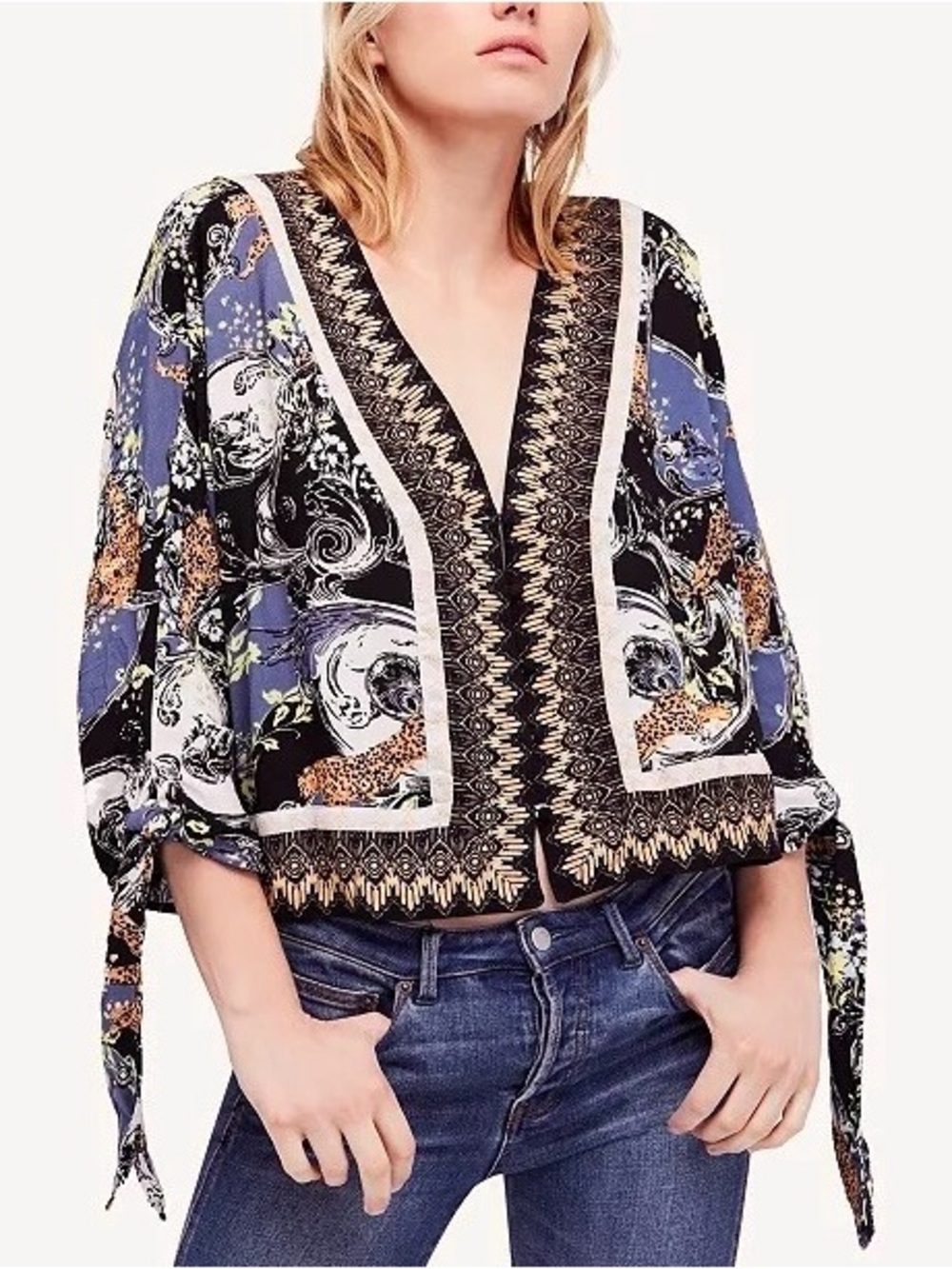 Free People Catch Me If You Can Vintage Inspired Relaxed Boho Blouse Size Small